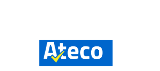 Ricerca e verifica codici Ateco logo ateco bianco su sfondo blu