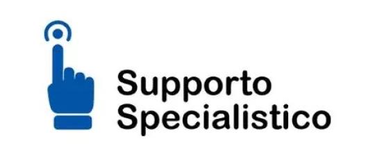 Supporto specialistico pratiche Registro Imprese logo Sari mano blu su sfondo bianco